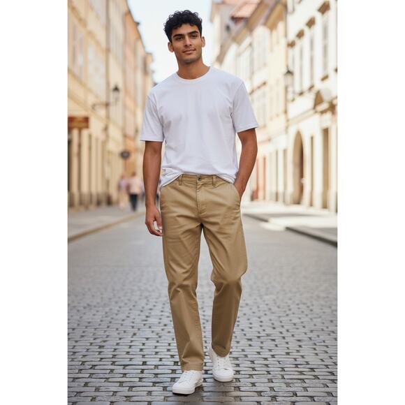 GAP Men’s Relaxed Fit Chino Pants Khaki 34x34 Cotton Casual Straight Leg - Picture 2 of 8